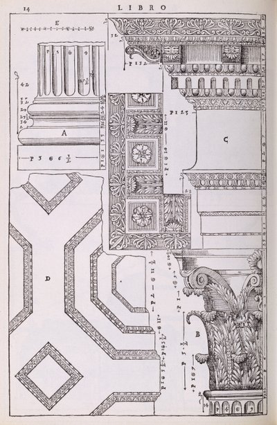 Diagrams relating to the Tempio di Marte Vendicatore, illustration from a facsimile copy of 